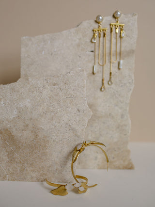 LEON // Art Nouveau Beaded Hoop Earring [gold or silver] // 2022
