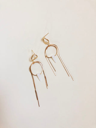 YARA: Looped Gold earring with Milk Glass Spike [gold or silver]