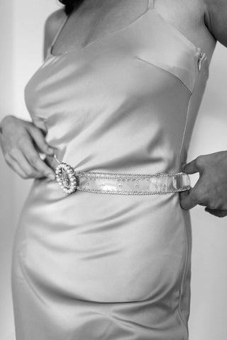 FINLEY // "Liquid Glass" Belt with Pearl Round Buckle // XS-XL