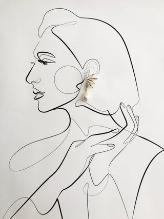 PERRY // Gold Asymmetric crystal and pearl earrings RTS FALL