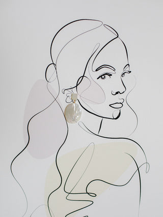 INES // Large Mother-of-Pearl Drop Earring [gold or silver] // 2022