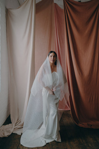 OPHELIA // Pleated, Speckled Veil // Fingertip to Cathedral Length