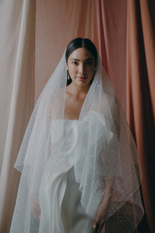 OPHELIA // Pleated, Speckled Veil // Fingertip to Cathedral Length