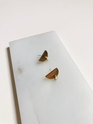 Half moon earrings with tassel drop