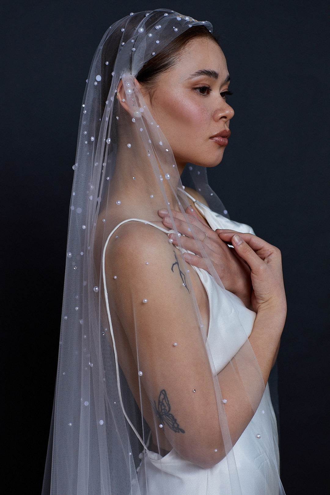 AUGUSTINE | Juliet cap veil with flowers