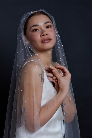 Alessandra  / / beaded juliette cap veil