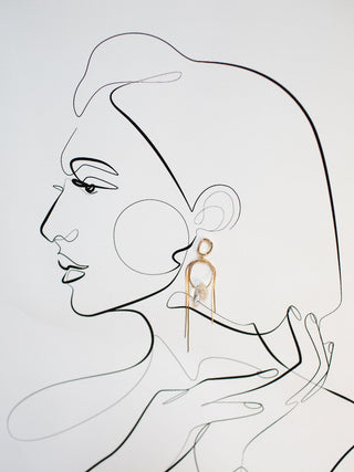SAIGE: Looped Gold earring with glass & pearl [gold or silver]
