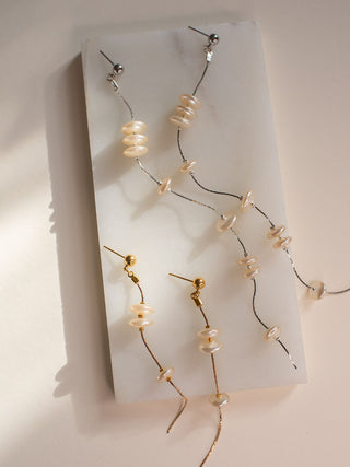 LENNOX: Minimalist Pearl SHORT drop earring [gold or silver]