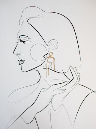 YARA: Looped Gold earring with Milk Glass Spike [gold or silver]