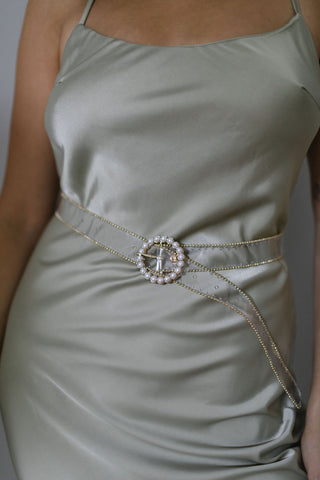 FINLEY // "Liquid Glass" Belt with Pearl Round Buckle // XS-XL