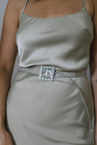 FINLEY // "Liquid Glass" Belt with Pearl Square Buckle // XS-XL