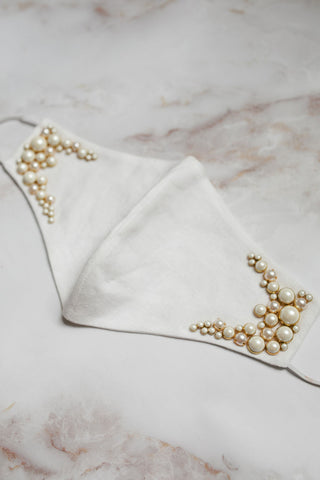 Beaded Bridal Face Mask with Pearls