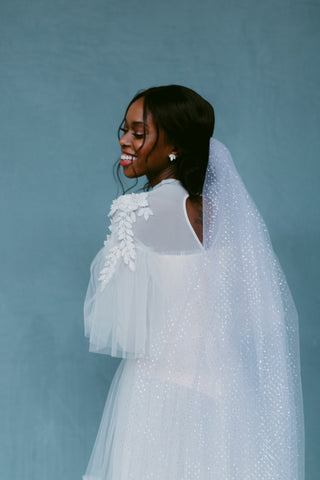 Gold Dotted Veil [chapel length, 90"]