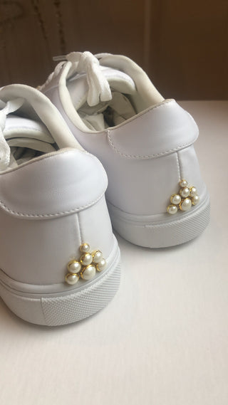 Custom Beaded Sneakers: Pearls
