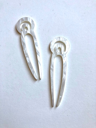 Mother of pearl resin MOD hair pins // NEARLY NEW