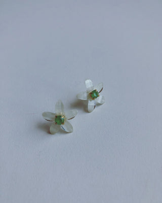 Mini glass floral stud [many colors] #HC35