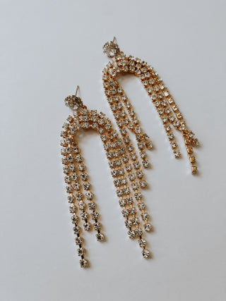 ARDEN in Crystal and Pearl (gold or silver) // Fringe Earring